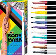 BIC Temporary Tattoo Markers, Pride Pack, 11-Count Assorted Colors