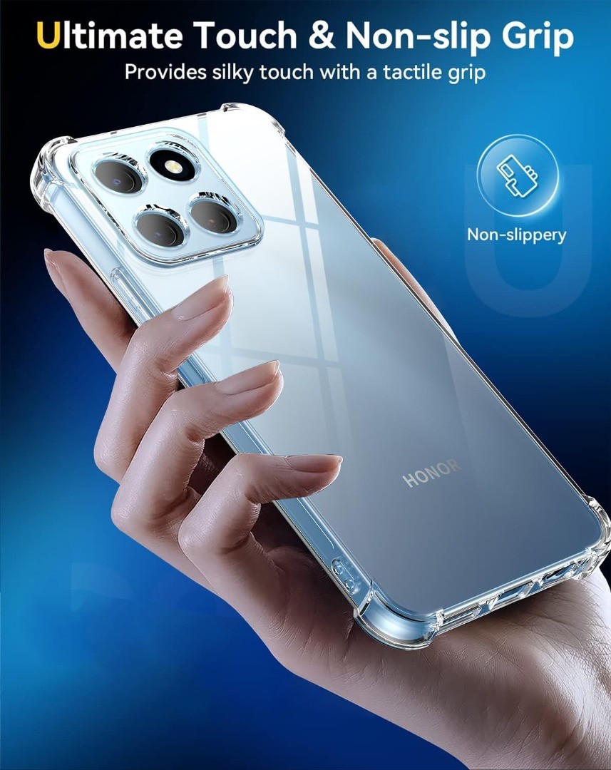 TTSWJBD Cover Per HONOR X6b E Vetro Temperato Custodia Con Cordino Silicone Trasparente Morbida Cover Cellulare Girocollo Collana Necklace Protettiva Bumper Antiurto TPU Case, Nero