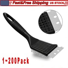 Stainless Steel BBQ Grill Brush and Scraper Set for Outdoor Grill