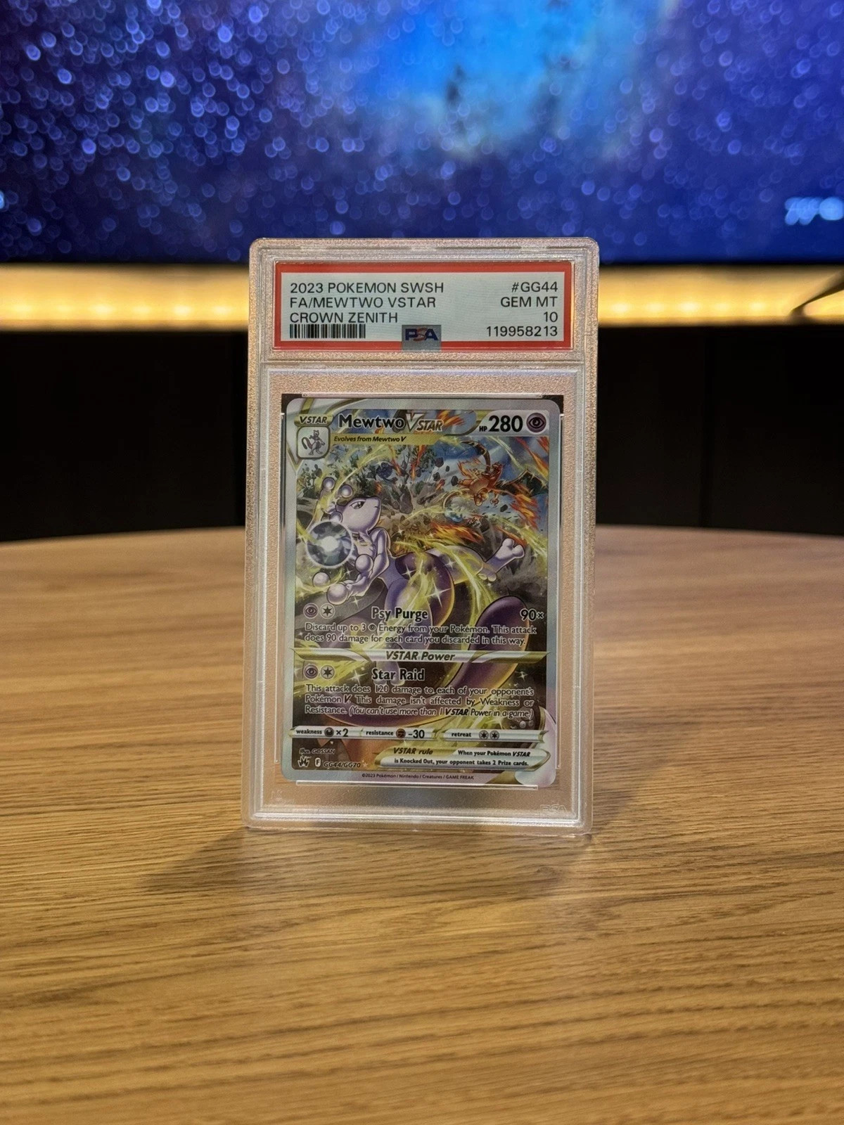 2023 POKEMON SWORD & SHIELD CROWN ZENITH #GG44 FULL ART/MEWTWO VSTAR PSA 10