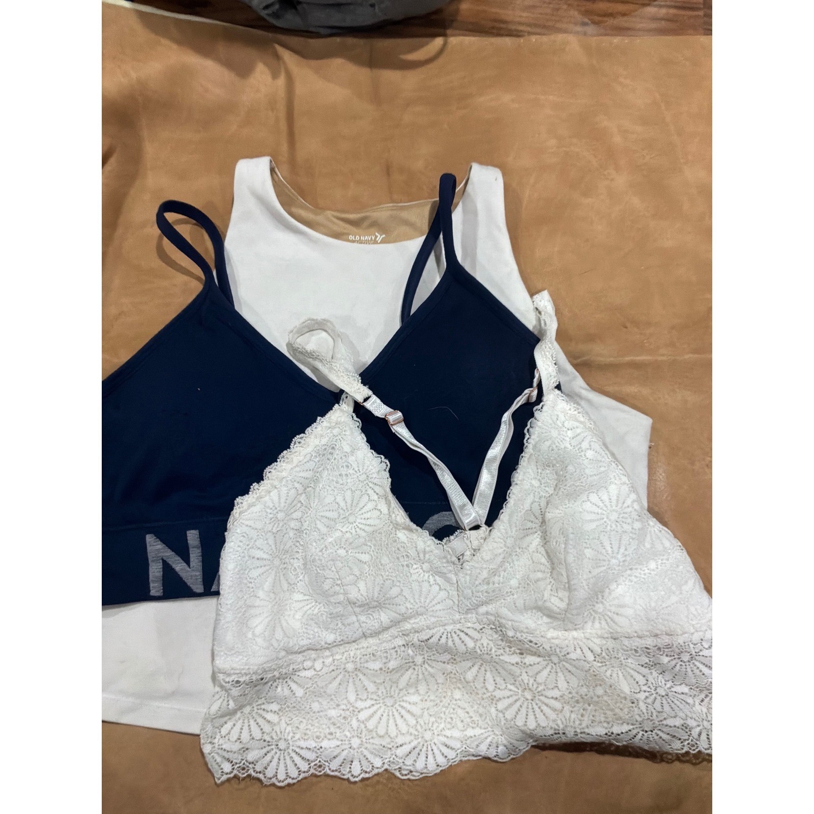 Lot of 3 Women Top Marilyn Monroe Lace Bralette Nautica Sports Bra Old Navy Tank