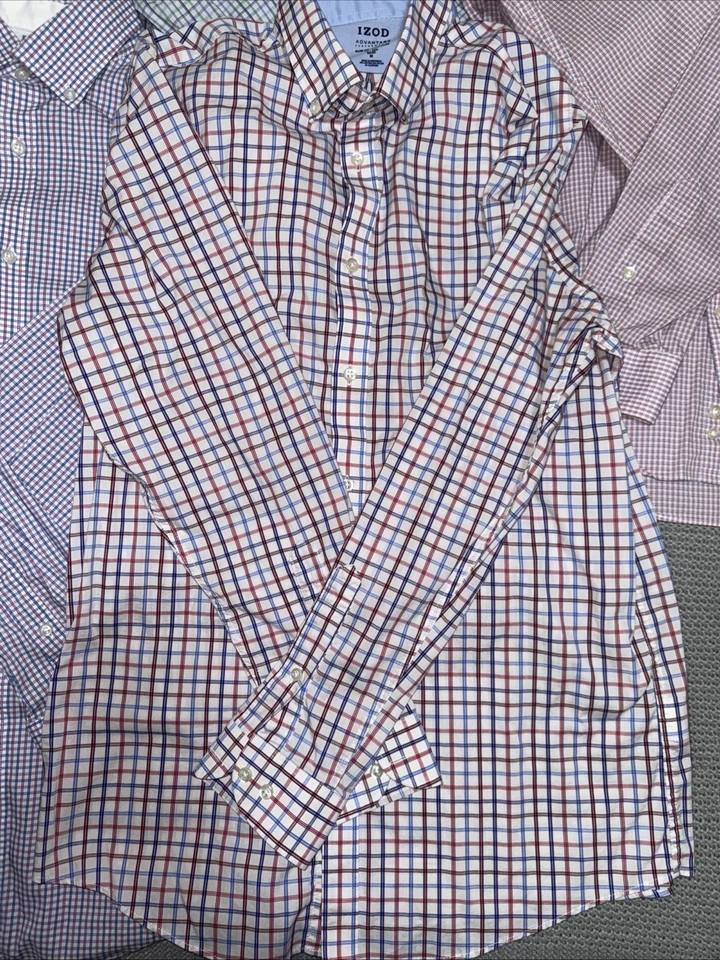 Lot Of 15 Izod Advantage Performance Button Down Dress Shirts Slim Fit Medium - Image 4 of 4