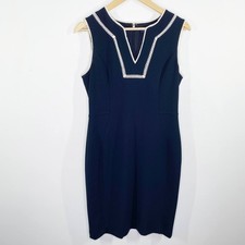 Tommy Hilfiger Navy Blue Split V-Neck Sleeveless Dress Women's Size 8