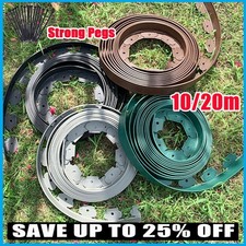 20m Lawn Edge Border W/ 60 pegs Garden Edging For Paths Drives Flower Grass