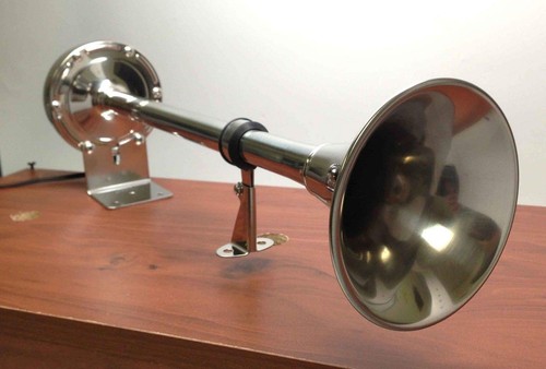 MARINE BOAT STAINLESS STEEL SINGLE TRUMPET HORN 12V 115dB 380HZ HEAVY DUTY 
