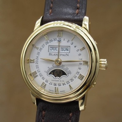 Selten Blancpain Tiffany & Co.18K N063950014018A Mondphase Triple Kalendar Auto