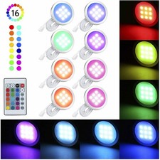 4PCS RGB Dimmable LED Under Kitchen Cabinet Light Counter Closet Cupboard Remote