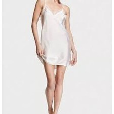 Vintage Y2K VICTORIA'S SECRET Feb 2000 Satin Slip Chemise Ivory Large Babydoll