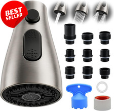 Kitchen Faucet Sprayer Head 3 Function Pull Down 9 Adapters Nickel - US