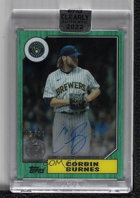 2022 Clearly Authentic 1987 Topps Baseball Green 82/99 Corbin Burnes Auto 11ym
