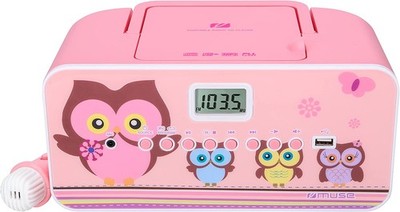 Radio CD Für Kinder MUSE Mit Mikrofon Und Karaoke-Funktion CD MP3 USB AUX Rosa