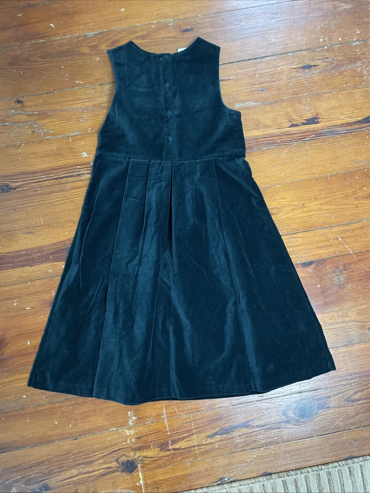 Vestido sin mangas vintage de la década de 1990 Laura Ashley madre e hijo talla 7 verde terciopelo para niñas Foto 4 de 4