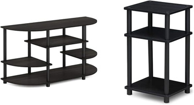 Jaya Simple Design Corner TV Stand, Espresso/Black & Just 3-Tier End Table, 1-Pa