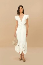 NW AUTH FARM RIO Off-White Lace Butterfly Richelieu Midi Dress Sz XL $348