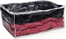 Handy Laundry Blanket Storage Bags - 90 L - Zippered Large Clear Plastic Storage