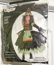 Story Book Witch Costume Toddler Girl 3T-4T Pretty Dress Hat Green Halloween NEW