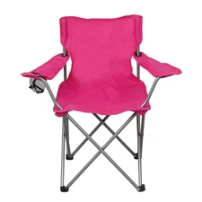 Ozark Trail Basic Quad Folding Camp Chair with Cup Holder, Pink, Adult