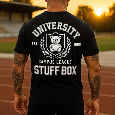 Stuff Box Herren Shirt Campus League Bear schwarz S-5XL TShirt Sport & Freizeit