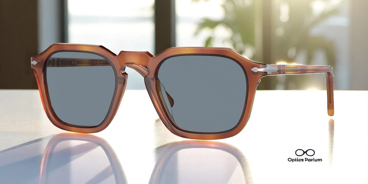 PERSOL PO3292S 96 56 Terra Di Siena Light Blue 50 mm Unisex Sunglasses