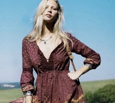 VTG Chasing Unicorns Gypsy Woman Maxi Dress In Wine; SIZE XS