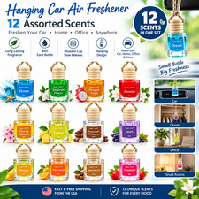 12x Hanging Car Air Fresheners Multi Scent Oil Diffuser Long Lasting 8ml Bottles