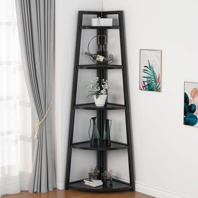 70'' Tall Corner Shelf,5-Tier Ladder Shelf Plant Stand Bookshelf for Living Room