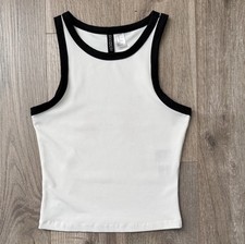 DIVIDED by H M NEW White Rib Tank Top with Black Trim Size XS