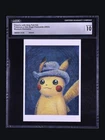 Pokemon Van Gogh Postcard Museum Exclusive Pikachu w/ Grey Felt Hat CGC 10 MINT