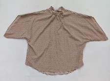 Shein Women's Blouse Size XL Beige Maroon Print High Neck