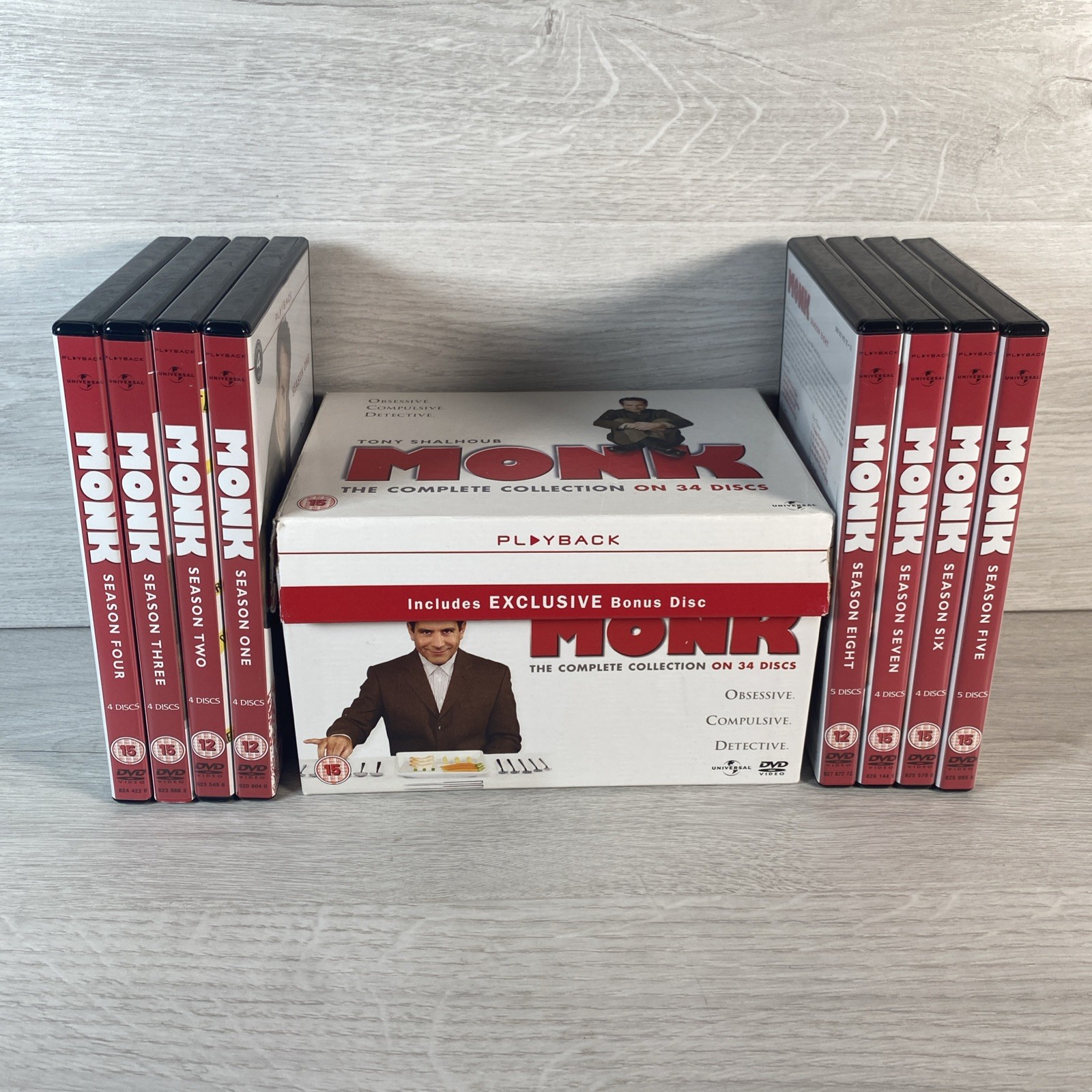 Monk Season 1-8 Complete Collection (DVD, 2011, 34-Disc Box Set) Tested Working