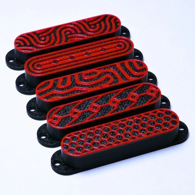 Custom Single Coil Strat Pickup Covers (No Holes) Set of 3 - Black/ Red