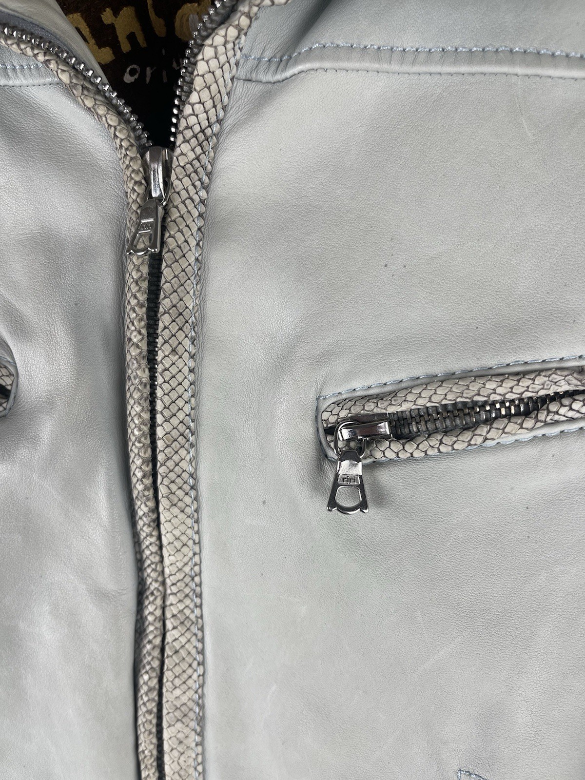 Santa Croce Leather / Python Insert Cropped Jacke… - image 5