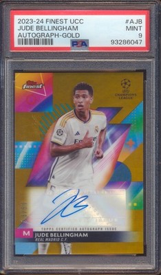 2023 TOPPS FINEST JUDE BELLINGHAM GOLD REFRACTOR AUTO AUTOGRAPH /50 PSA 9!