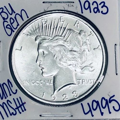 1923 BU UNCIRCULATED SILVER PEACE DOLLAR AUTHENTIC U.S. MINT FREE SHIPPING 4995