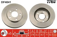 2X TRW Bremsscheibe DF4041 FüR Opel Pontiac Chevrolet Buick