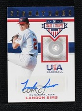 2017 Panini USA Baseball Stars & Stripes Buttons /8 Landon Sims #62 Auto 0i76