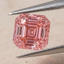 3.0 Ct Fancy Pink Ascher Cut VVS1 Diamond Premium Quality Loose Gemstone 9X9 MM