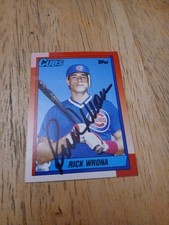 RICK WRONA AUTOGRAPH 1990 TOPPS CHICAGO CUBS signed #187 Rookie Auto Rc
