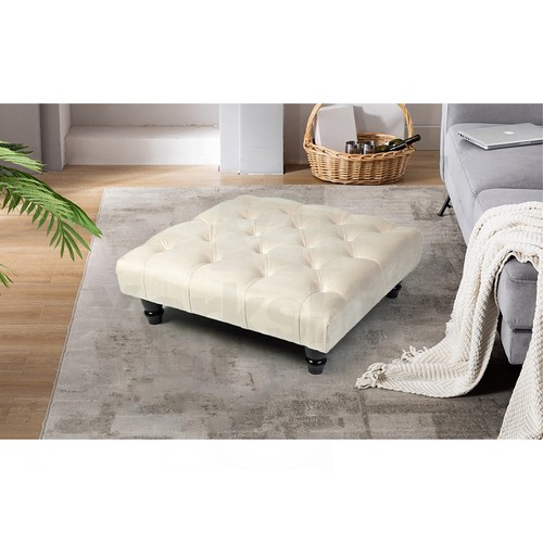 Upholstered Footstool Pouffe Seat Chesterfield Foot Stools 3 Sizes & 13 Colours - Picture 56 of 128