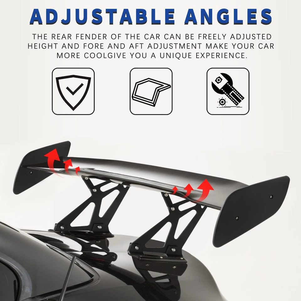 For Mazda RX-8 2004-2011 Matte Black GT Style Rear Trunk Wing Spoiler Adjustable - Image 3 of 4