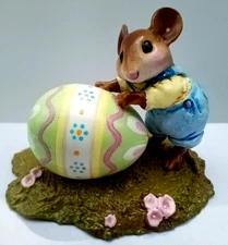 Wee Forest Folk EGG ROLL M-313s HUGE EGG LITTLE MOUSE Retired WFF Box