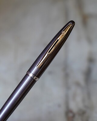 Stylo Roller Waterman Carène En Laque Marron Clair - Finition Chromée - Occasion De Prestige