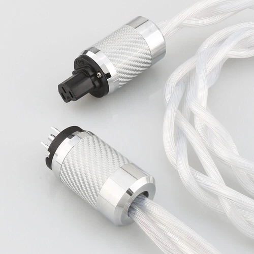 Cable de alimentación HiFi 15 AWG 5N OCC cable de audio de CA de EE. UU. enchufe enchapado en rodio de fibra de carbono - Imagen 5 de 15