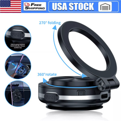 360° Rotate Phone Holder Magnetic Vacuum Adsorption Car Strong Suction Mount US