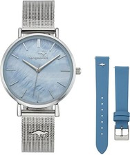 Kangaroos Damen Armbanduhr silber farben mit Wechselarmband hellblau (509)