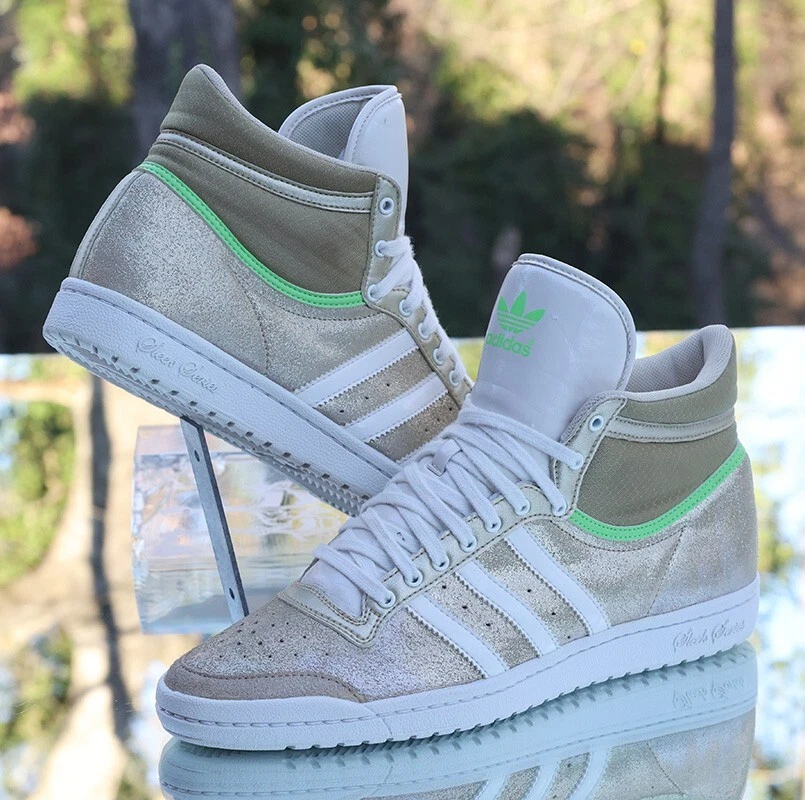 Adidas Originals Top Ten Hi Elegante Donna Taglia 8.5 Oro Bianco Verde G51442 - Immagine 2 di 4