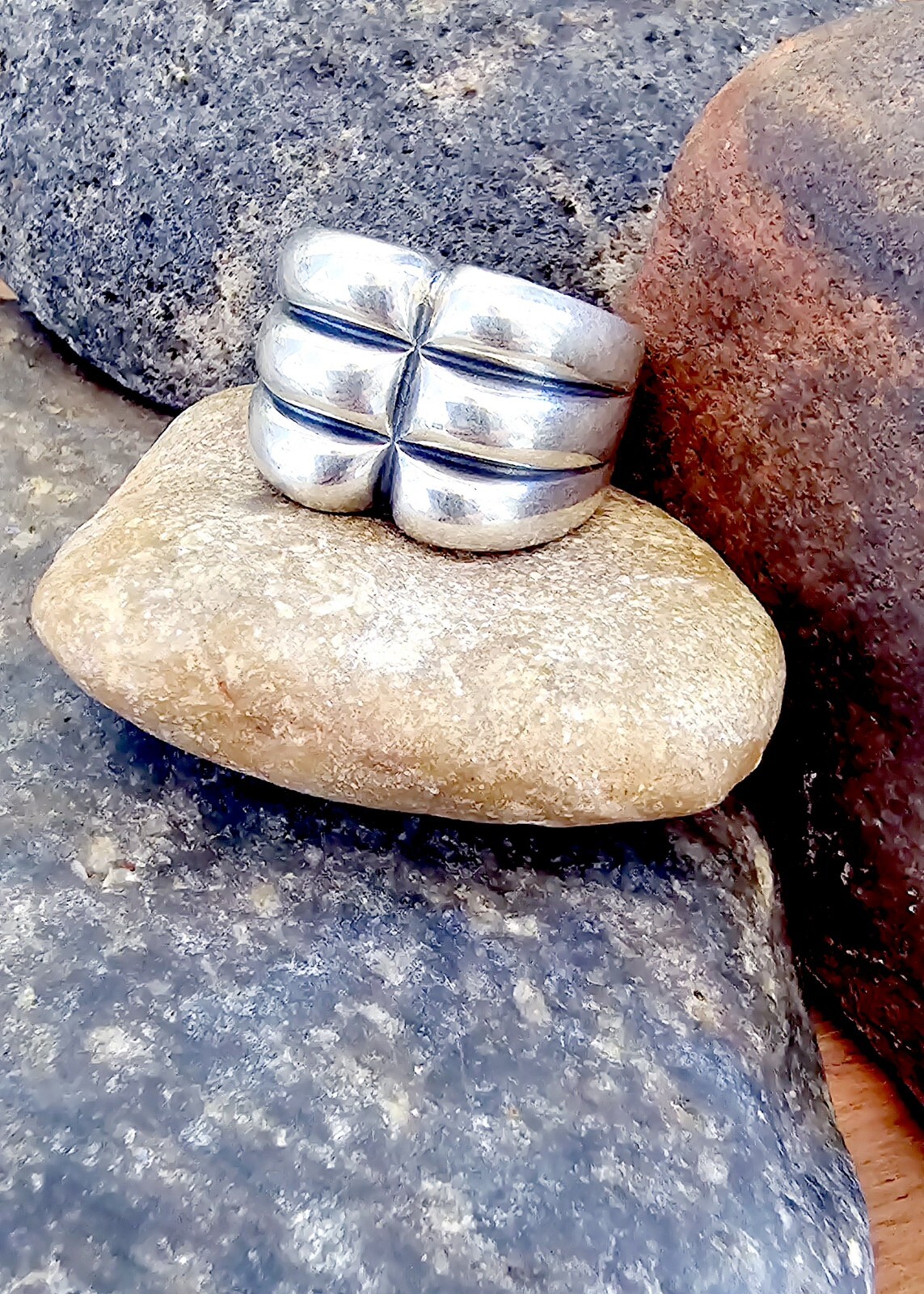 Retired James Avery Heavy Triple Segment Dome Ring Si… - Gem