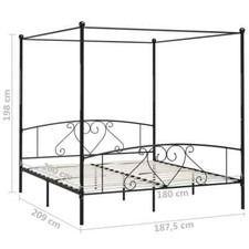 Metal Canopy Bed Frame 4 Corner Post Bedding Single Double King Queen Super King