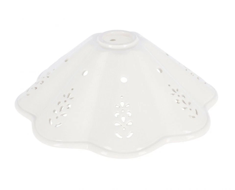 Paralume di ricambio in ceramica per lampade e lampadari 40 cm traforato bianco - Immagine 3 di 4
