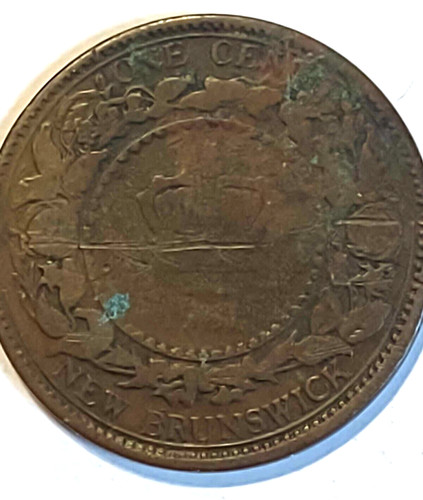 Vintage 1861 Victoria New Brunswick 1 Cent Coin